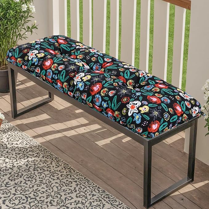 Outdoor Bench Cushion Waterproof, Tufted Bench Seat Cushion 36 x 15 Inch, Patio Wicker Indoor Seat Pads for Outside Garden Patio Balcony