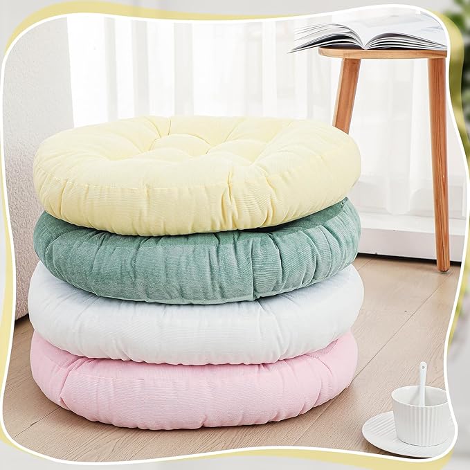 Jerify Floor Pillow Cushions 22 x 22 Inch Round Square Large Meditation Floor Pillow for Classroom Adult Meditation Picnic Party Cushion for Seating Gift Christmas(Round,Macaroon,4 Pcs)
