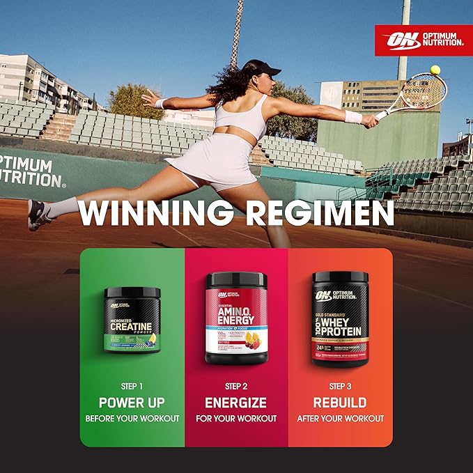 Optimum Nutrition Amino Energy Powder Plus Focus, with BCAA, Electrolytes, and Caffeine, Fruit Punch, 65 Servings (Packaging May Vary)