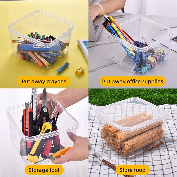 SHPii 88 oz. Square Clear Deli Containers with Lids, BPA-Free, Freezer and Microwave Safe Food Storage Containers, Reusable for Kitchen Storage, Meal Prep, Take-out, Restaurant Supplies.(10 packs)