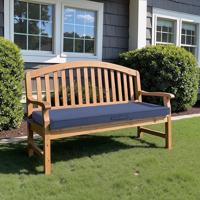 Crestlive Outdoor Bench Cushion 48 x 18 Inch, Waterproof Patio Bench Cushions for Outdoor Furniture, Porch Swing Replacement Pad with 30D Foam, Adjustable Straps and Portable, Sky