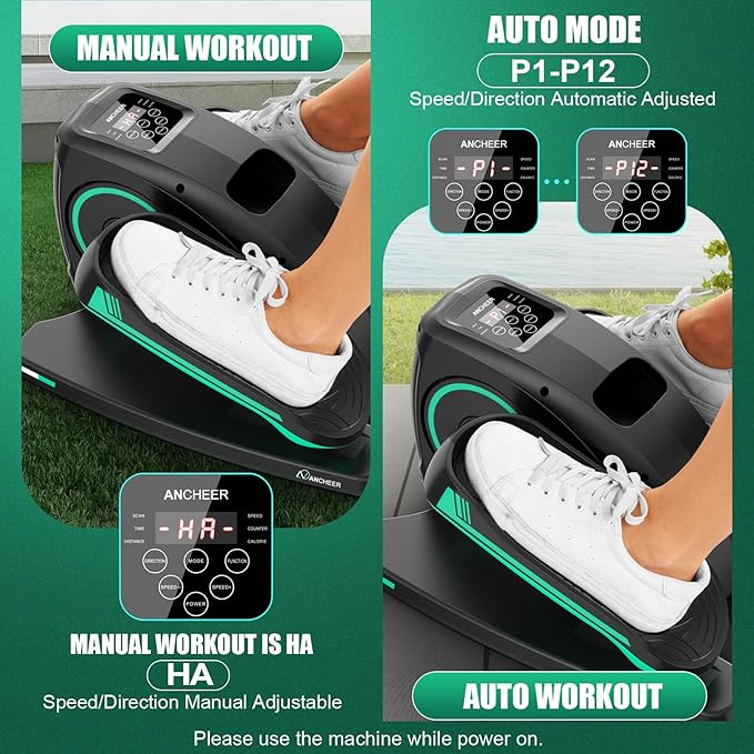 ANCHEER Under Desk Elliptical, Electric Ellipse Leg Exerciser While Sitting for Seniors Adults, Quiet Portable Motorized Seated Foot Pedal Exerciser with Remote Control for Home Office Use