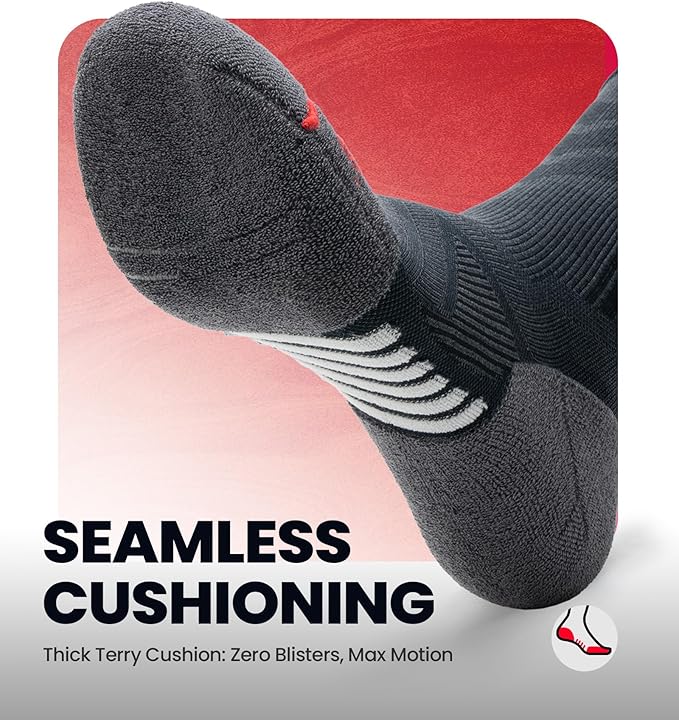COOLMAX Performance Running Socks Men Women, Cushioned Crew Men's Athletic Socks Anti-Blister Moisture Wicking 3 Pack