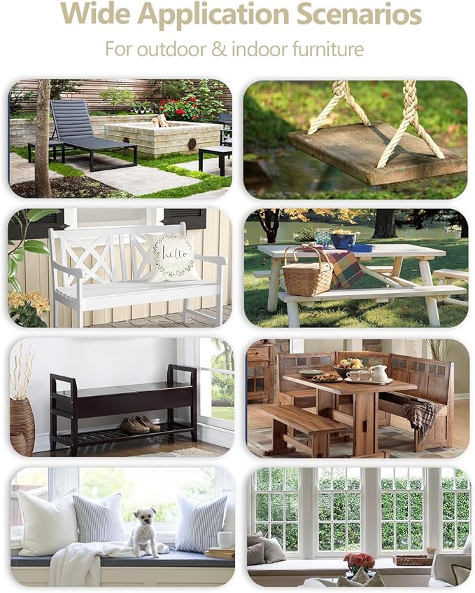 32x12x2 Outdoor Bench Cushion, Strengthen Waterproof Seat Cushions, High-Density Bench Pad with Anti-Slip Bottom, Outdoor Cushion for Patio Garden Swing Furniture - Beige