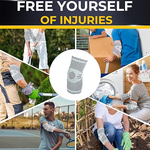 NeoTech Care Elbow Support Brace - Breathable - Men, Women, Right or Left (Gray, Size L, 1 Pair)