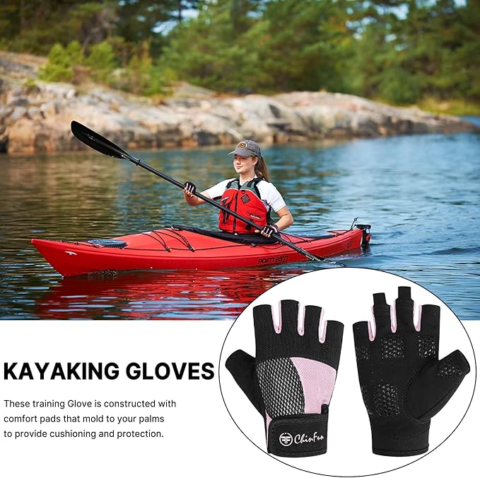 Kayaking Gloves 3/4 Finger - Provide Cushioning and Protection, with Resistant Palm and Grip, Easy to Take on and Off, Perfect for Diving, Sailing, Kayaking - Men, Women, Youth