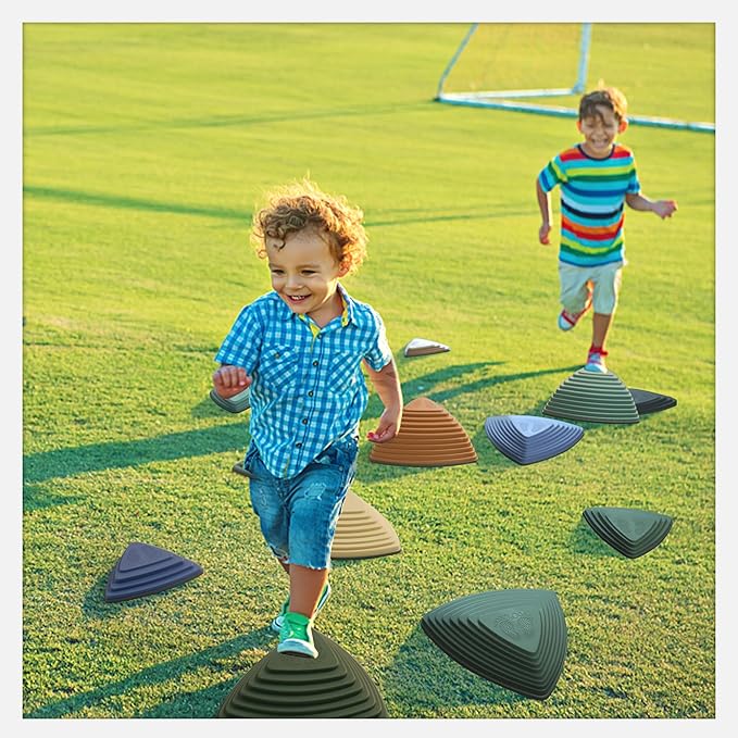 Gentle Monster Stepping Stones for Kids, Set of 6/8/11 PCS for Balance with Non-Slip Bottom - Exercise Coordination and Stability(11PCS Morandi)