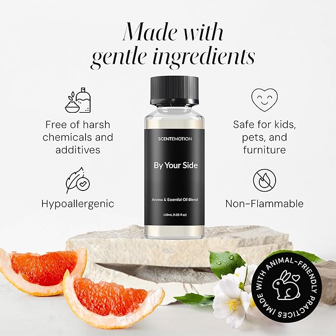 by Your Side Essential Diffuser Oil, Opulent Resort-Style Aroma, Welcoming Luxury Fragrance Oil for Ultrasonic & Waterless Diffusers, Notes of Musk, Jasmine, & Grapefruit | 4.05 fl oz, 120 mL