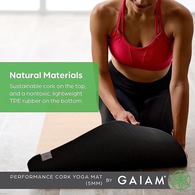 Gaiam Yoga Mat - Premium 5mm Solid Thick Non Slip Exercise & Fitness Mat for All Types of Yoga, Pilates & Floor Workouts (68" x 24" x 5mm)