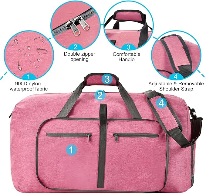 Felipe Varela Duffle Bag with Shoes Compartment and Adjustable Strap,Foldable Travel Duffel Bags for Men Women,Waterproof Duffel Bags