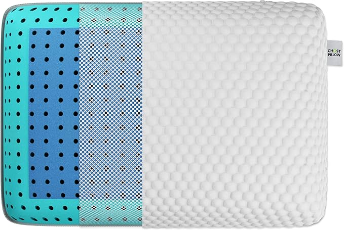 GhostBed Firm Cooling Memory Foam Pillows - Standard Size Pillow, Ventilated with Washable Cover - Ideal Bed Pillows for Stomach, Back, and Side Sleepers - Premium Cooling Pillow, Firm Pillow