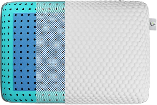 GhostBed Firm Cooling Memory Foam Pillows - Queen Size Pillow, Ventilated with Washable Cover - Ideal Bed Pillows for Stomach, Back, and Side Sleepers - Premium Cooling Pillows. Firm Pillow