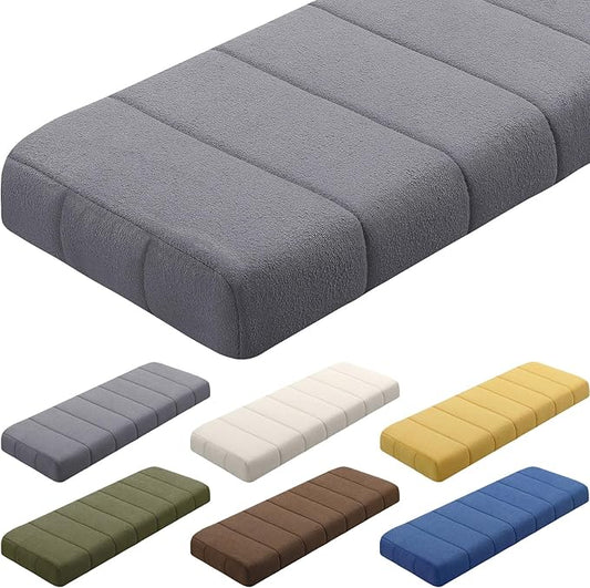 Wenqik Bench Cushion 48x18x4 Inch for Indoor Outdoor Furniture Tufted Thicken Bay Window Seat Cushion Non Slip Waterproof Dining Piano Bench Pad Pillow Anti Cat Scratch for Patio Porch Swing, Gray