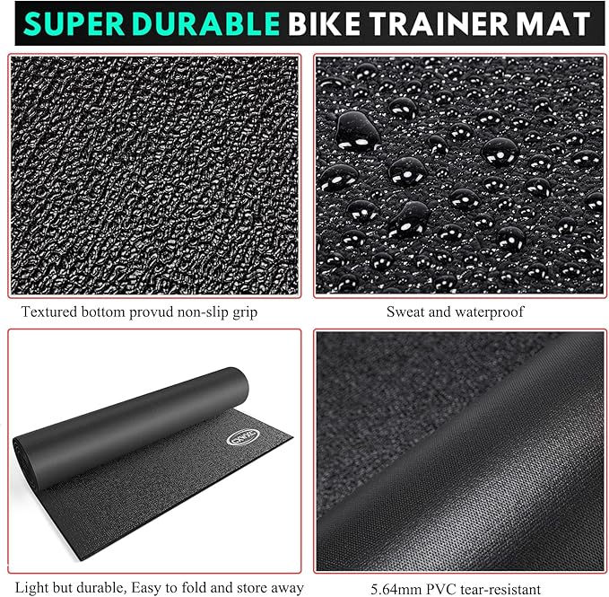 CXWXC Bike Trainer Floor Mat for Indoor Riding - Health & Fitness PVC Foam Exercise Bike Mat - Peloton Exercise Stationary Spin Bike Mat