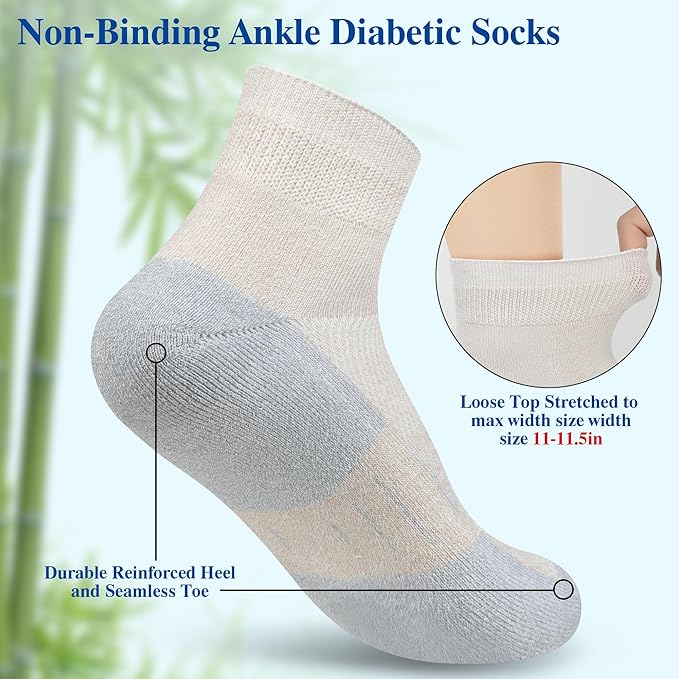 Diabetic Socks for Men,6 Pairs Ankle Mens Diabetic Socks,Diabetic Neuropathy Socks for Men 9-12