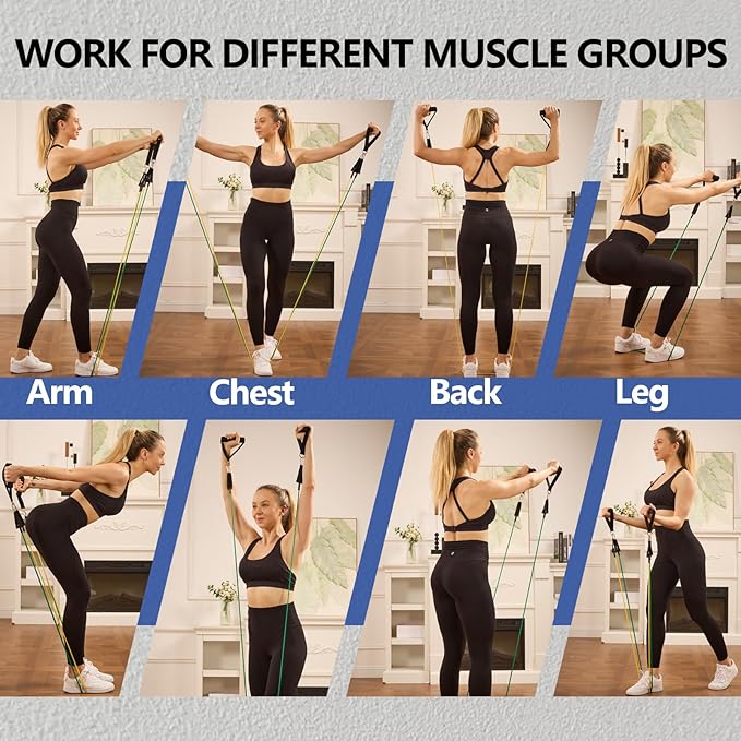 Resistance Bands,Exercise Bands,Grip Strength Trainer,Resistance Bands for Working Out with Handles for Men and Women,Workout Bands with Door Anchor and Ankle,Strength Training Home Gym Equipment