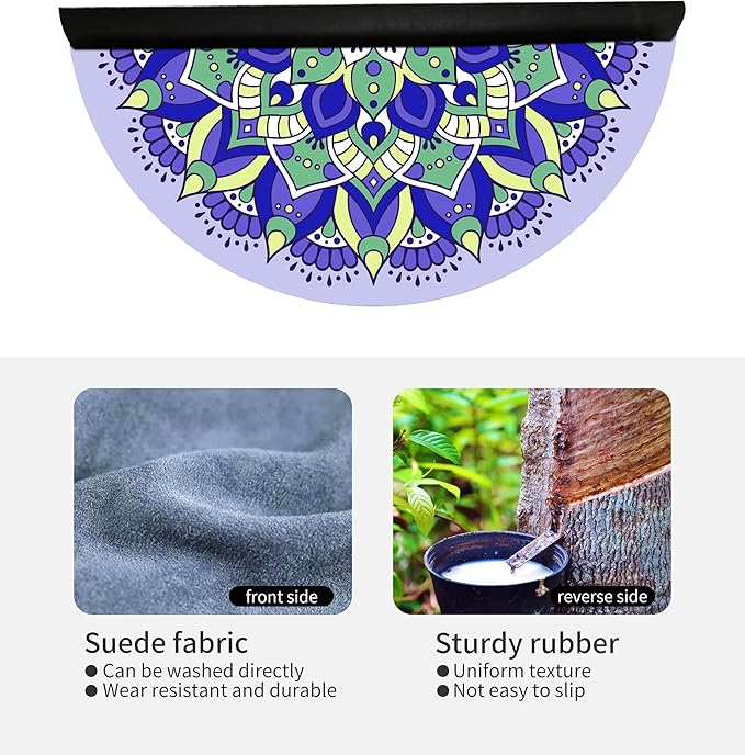 nuveti Large Meditation Mat Round Yoga Mat Pilates Yoga Mat 3.5mm Thick Natural Tree Rubber Base Non Slip, Extra Thick Grip. Thicker, Longer, and Wider for More Comfort and Support（55''x55''）
