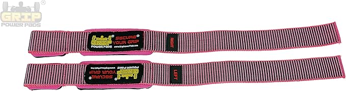 Heavy Duty Lifting Straps Neoprene Padded 1 Pair Wrist Wraps & Rubbery Grip Support Straps with Cotton Coated Rubber on One Side