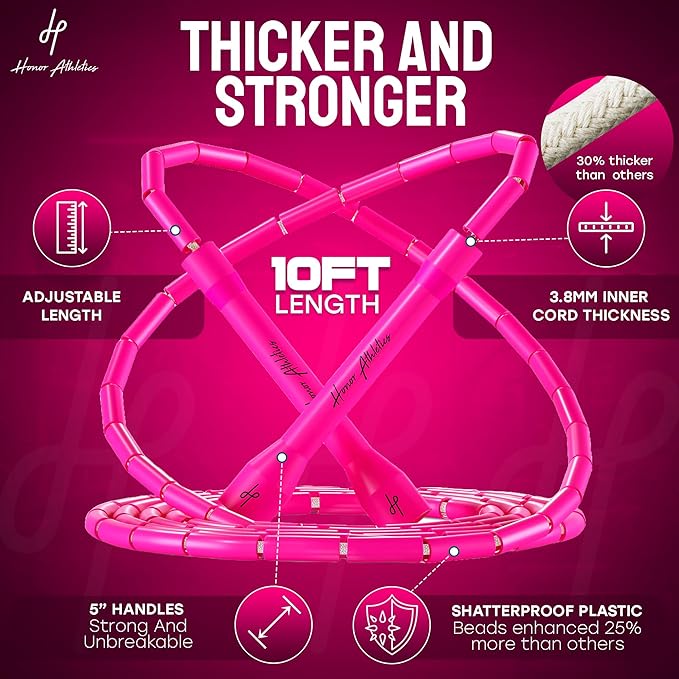 Honor Athletics 2.0 Beaded Jump Rope - Adjustable with Unbreakable Handles & Shatterproof Beads for Enhanced Fitness Training