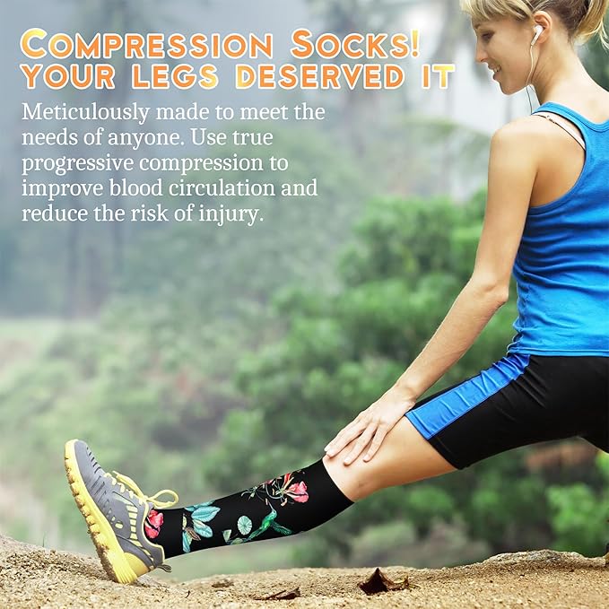 Compression Socks for Women & Men 15-20 mmHg, Best for Medical, Nursing, Running, Athletic, Varicose Veins, Travel
