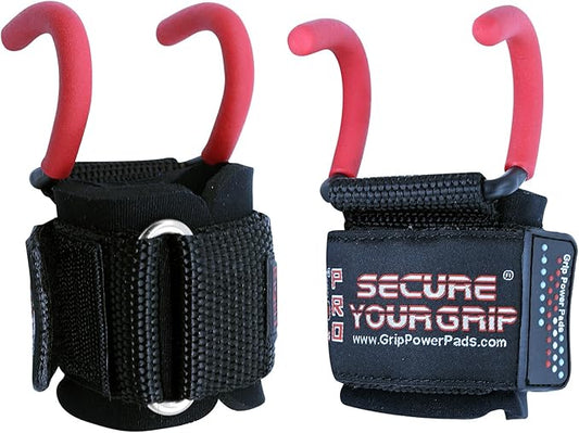 Weight Lifting Rod Hooks Heavy Duty Wrist Wraps Power Weight Lifting Training Gym Grips Straps Set of 2