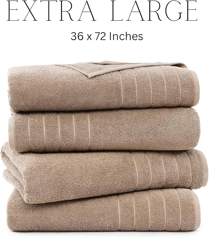 Casa Platino Oversized Bath Sheet Towels, 4 Pack Bath Sheet(36"x 72"), 100% Ring Spun Cotton Bath Sheets, Lightweight Bath Sheet Set, Quick Dry Bath Sheets, Soft Bath Sheet Towel - Tawny Brown