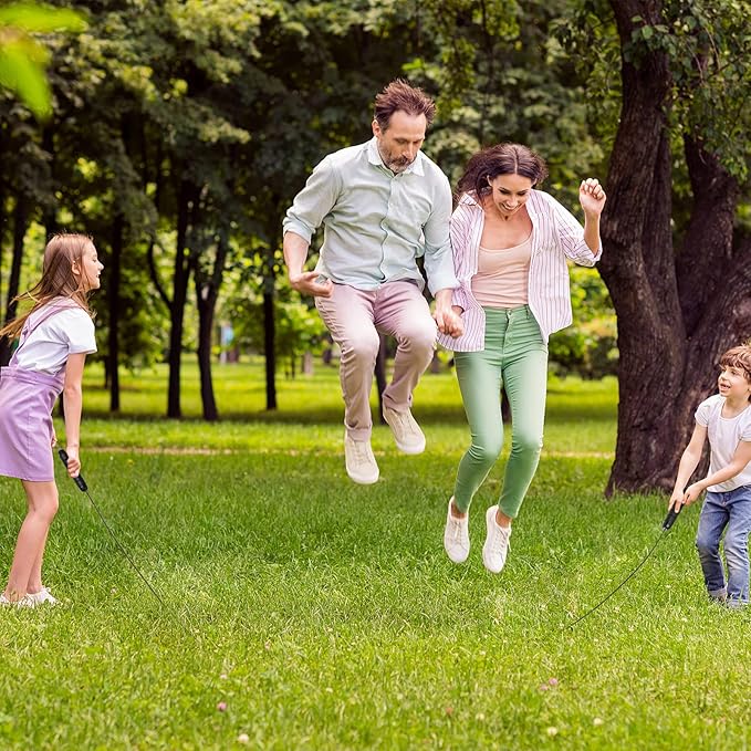 Junkin 12 Pieces Jump Ropes for Fitness with Ball Bearings Speed Jumping Adjustable Skipping Rope with Foam Handles Exercise Jump for Men Women Cardio Training