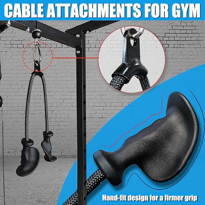 Ergonomic Tricep Rope Pulldown Attachments, Upgraded 27 32 40 & 47 Inch Extra Long Triceps Rope Cable Attachments for Gym, LAT Pull Down Bar for Cable Machine, Tricep Workout Cable Attachments