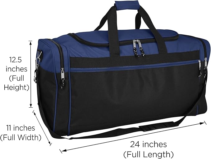 DALIX 25" Extra Large Vacation Travel Duffle Bag (Black, Grey, Navy Blue, Red, Camo)