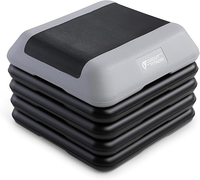 Circuit Fitness by Marcy 16 x 16 inches Adjustable Height Aerobic Step Platform with Adjustable Risers, Non-Slip Rubber Surface, Home Exercise Fitness Training, Multiple Color Options