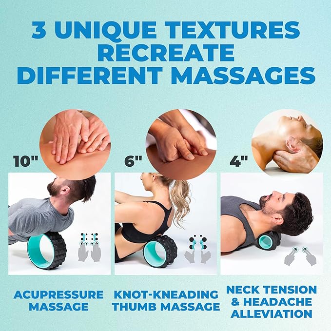 Chirp Wheel XR 3-Pack - 10” Acupressure, 6” Knot-Kneading Thumb, 4” Neck & Headache Relief, High Density Foam Massage Roller Set for Deep Tissue Back Roller & Muscle Therapy, Supports 500lbs, Mint