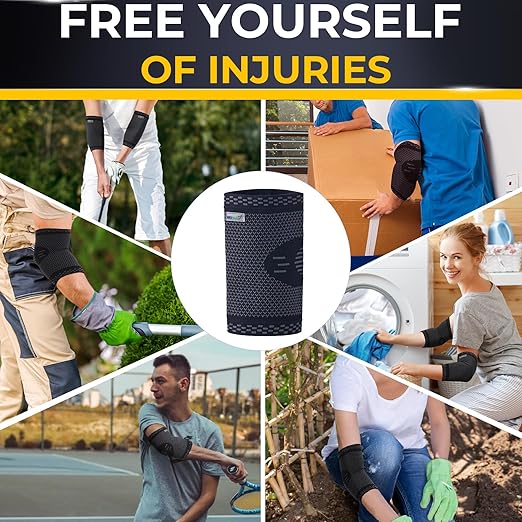 NeoTech Care Elbow Support Brace - Breathable - Men, Women, Right or Left (Black Color, Size XL, 1 Pair)