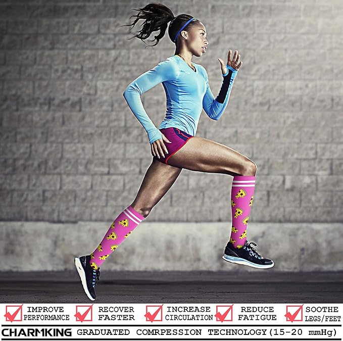 CHARMKING Compression Socks for Women & Men Circulation (8 Pairs) 15-20 mmHg is Best Support for Athletic Running,Hiking