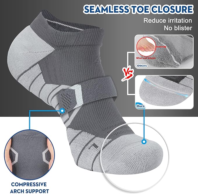 Hylaea Athletic Running Socks Cushion Padded Moisture Wicking Low Cut