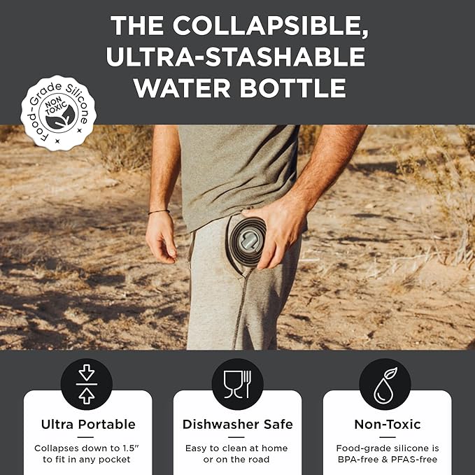 HYDAWAY 25oz Collapsible Water Bottle - BPA-Free, Leakproof, Lightweight, and Space-Saving - Perfect for Hiking, Travel, and All-Day Hydration