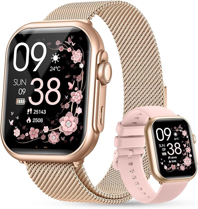Smart Watch for Women for iPhone Android: 1.85" Smart Watch with 30 Days+ Battery Life Make/Recive Call Heart Rate SpO2 Sleep Monitor 120+ Sport IP68 Waterproof Fitness Tracker Watch Pedometer Reloj