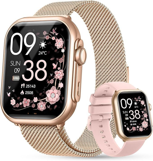 Smart Watch for Women for iPhone Android: 1.85" Smart Watch with 30 Days+ Battery Life Make/Recive Call Heart Rate SpO2 Sleep Monitor 120+ Sport IP68 Waterproof Fitness Tracker Watch Pedometer Reloj