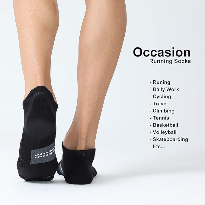 CS CELERSPORT 6 Pack Men's Running Ankle Socks with Cushion, Low Cut Athletic Tab Socks