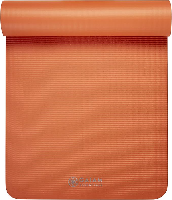 Gaiam Essentials Thick and Thin Yoga Mat Fitness & Exercise Mat with Easy-Cinch Carrier Strap