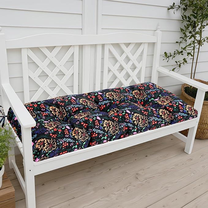 Outdoor Bench Cushion Waterproof, Tufted Bench Seat Cushion 40 x 15 Inch, Patio Wicker Indoor Seat Pads for Outside Garden Patio Balcony