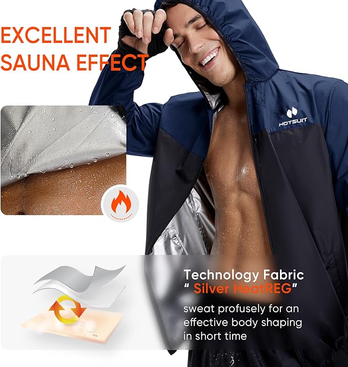 HOTSUIT Sauna Suit for Men Weight Loss Sweat Suits Gym Workout Exercise Sauna Jacket Pant Full Body