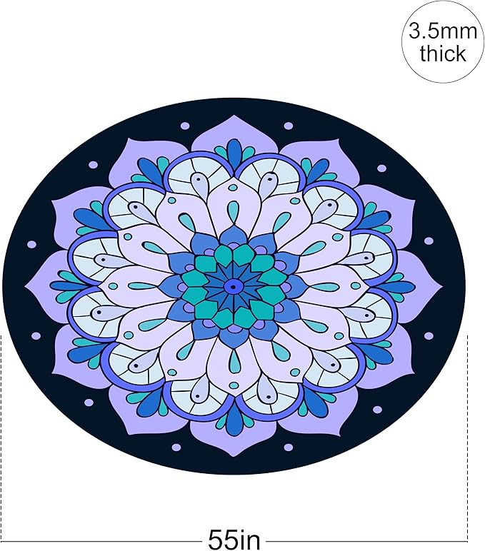 nuveti Large Meditation Mat Round Yoga Mat Pilates Yoga Mat 3.5mm Thick Natural Tree Rubber Base Non Slip, Extra Thick Grip. Thicker, Longer, and Wider for More Comfort and Support（55''x55''）