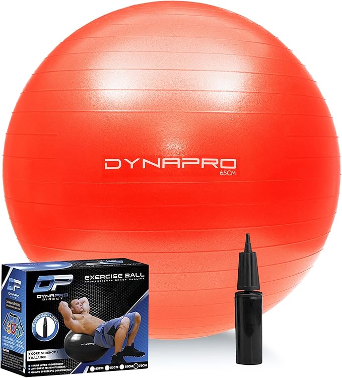 DYNAPRO Exercise Ball Extra Thick Eco-Friendly & Anti-Burst Material Supports over 2200lbs, Stability Ball for Home, Yoga, Gym, Birthing, Physio, Swiss, Physical Therapy or Pregnancy