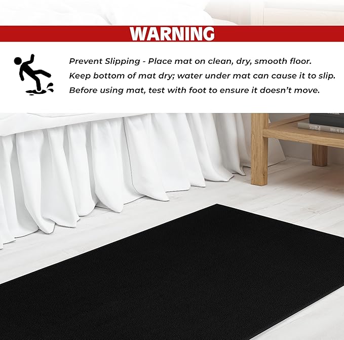 Cotton Paradise 100% Cotton Non Slip Bath Mats for Bathroom, 20x34 inch Soft Absorbent Quick Dry Machine Washable Floor Bath Mat, Black Bath Rug