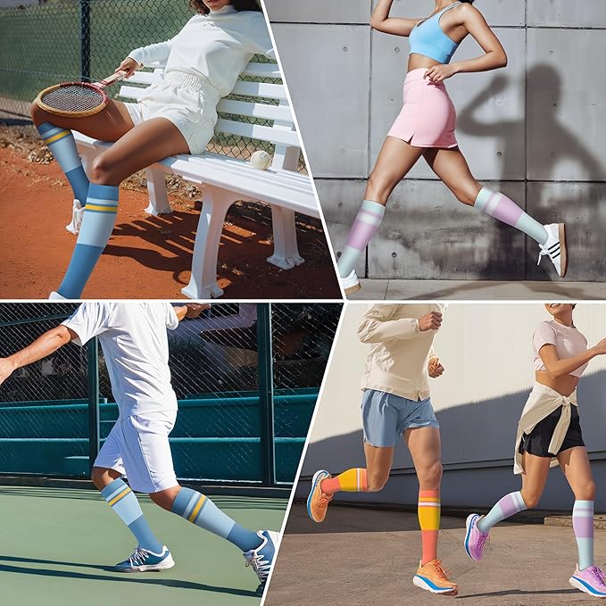 fenglaoda Compression Socks for Women Men Knee High 3 Pairs Support for Nurses, Travel, Circulation, Athletic, Pregnancy