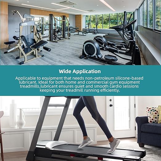 Treadmill Belt Lubricant, 100% Silicone Treadmill Lube High-Temperature Resistant Stable Non-Toxic Odorless Lubricant, with Application Tubes and Precision Screw Caps, 8 Ounces