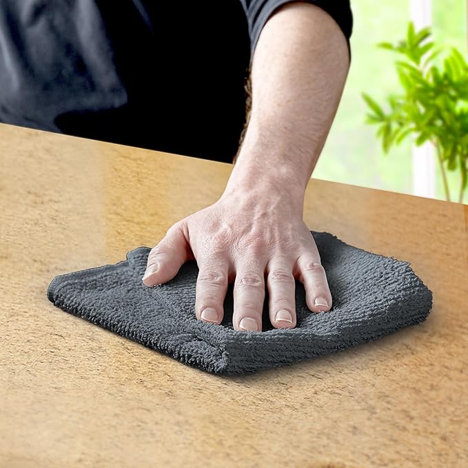 Avalon Towels Terry Bar Mop Towels (Value Pack of 60) Size 14"x17" – Absorbent and Durable, Multipurpose Cleaning Rags, Cotton Cleaning Cloths, Terry Cloth Rags, Reusable Shop Rag (Grey)