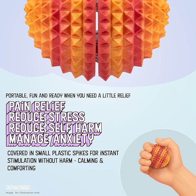 Round Spiked Sensory Fidget Clicker, Tactile Stimming Device with Mechanical Clicky Switches, Lanyard Attachment, Ideal for Pain Stim, ADHD, Autism & Stress Relief (NEON NOVA, Large)