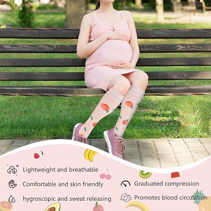 fenglaoda Compression Socks for Women Men Support Circulation 6 Pairs Socks For Nurse, Travel, Flight