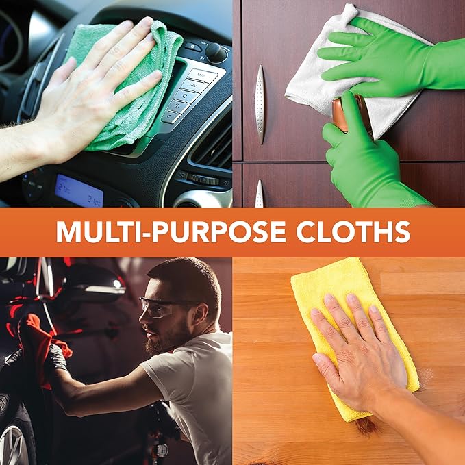 Arkwright Microfiber Cleaning Cloths - (Pack of 12) Lint & Streak-Free Drying Wash Towels, 320 GSM Super Absorbent & Quick Dry, Perfect Cleaner for Car, Glass, and Window, 12 x 12 in, Pink